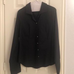 Talbots black dress shirt with rhinestone accents